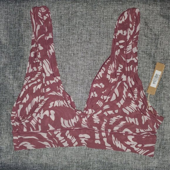 NWT SKIMS 3X Summer Mesh Plunge Bralette RASPBERRY SWIRL - Picture 2 of 3